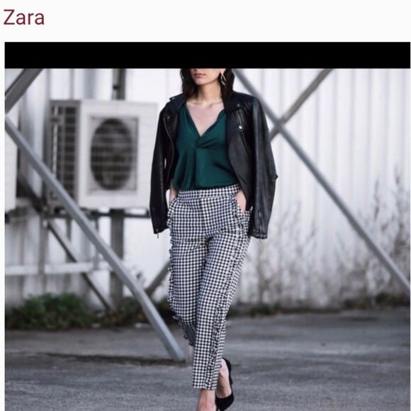 Zara Woman Ruffle Frill Trim Pants Trousers Sz XS - Picture 12 of 12